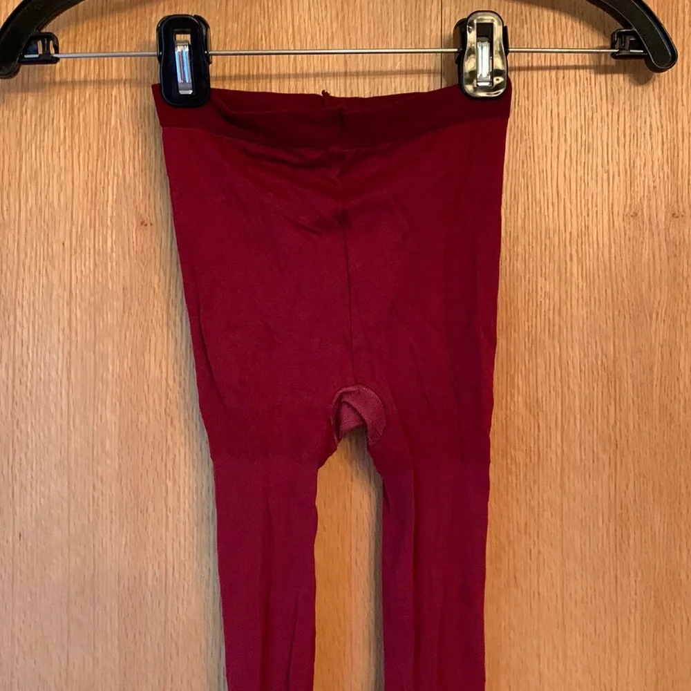 Jockey medium tall control top pantyhose tights nylons opaque cranberry red EUC